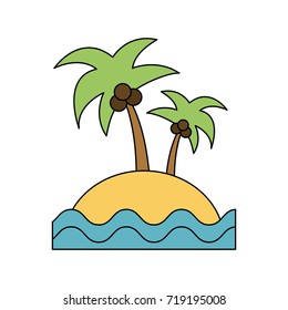 island with palm tree and sea icon image 