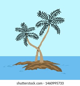 Island with palm tree. Vector design.