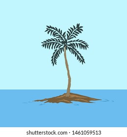 Island with palm tree. Vector design.