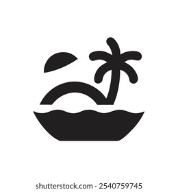 Island Palm Tree Vector Icon on white background
