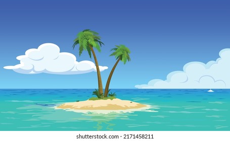 island with palm tree vector illustration