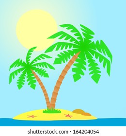 Island with palm trees.
