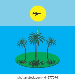 Island with palm trees