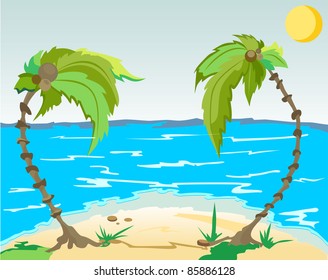 Island with palm trees