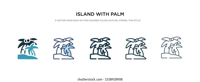island with palm trees icon in different style vector illustration. two colored and black island with palm trees vector icons designed in filled, outline, line and stroke style can be used for web,