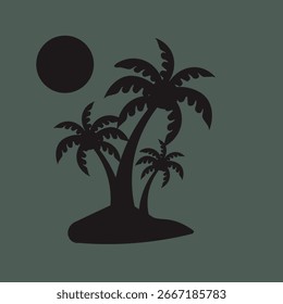 Ilha com Ícone Vetor de Palm Trees