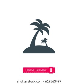 Island with palm trees icon, vector