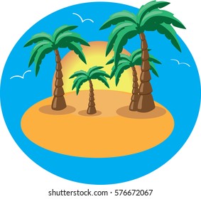 Island with palm trees. The image vector for the travel company