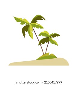 
Island with palm trees isolated on a white background. Vector cute Illustration in cartoon style. Travel vacation.