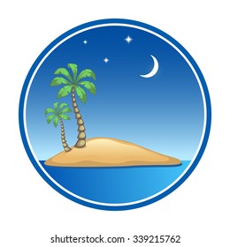 island with palm trees in the ocean under the starry sky for your design