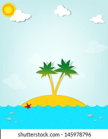 Island with palm trees on the sea