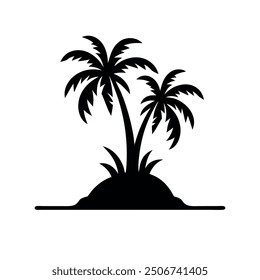 island of palm trees , single , vector, art