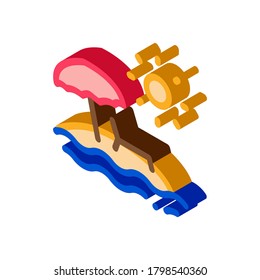 island with palm trees and sun icon vector. isometric island with palm trees and sun sign. color isolated symbol illustration