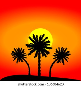 Island with palm trees - vector illustration.