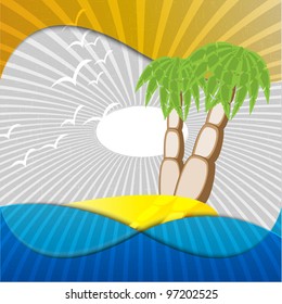 Island with palm trees Vector illustration