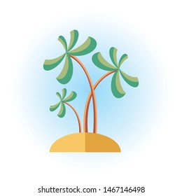 An island with palm trees in the vector. Isolated objects on white background. Flat vector. Icons for the Internet, websites, social networks.