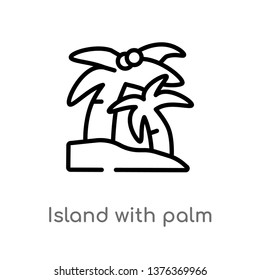 island with palm trees vector line icon. Simple element illustration. island with palm trees outline icon from summer concept. Can be used for web and mobile