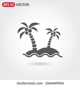 island with palms single vector icon on light background