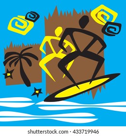 island palms surfer