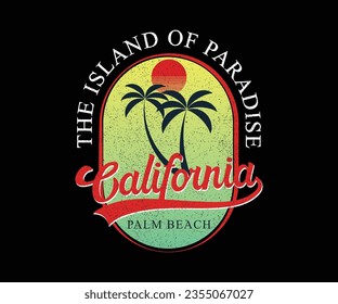 The Island of Paradise Palm Beach badge. For t-shirt prints, posters, and other uses.