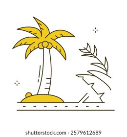 Island Paradise Palm Tree Vector Icon Design