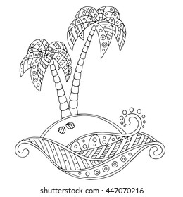Island pattern abstract black white doodle illustration vector