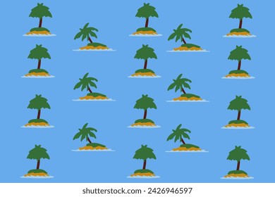 Island pattern sea sand sun coconut trees