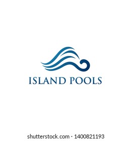 island pools sea wave logo vector concept