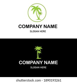 Island Resort Sunset Logo Vector Design. Summer Holiday Beach Logo for your Tourism Business Company or for your Design Vector Element.