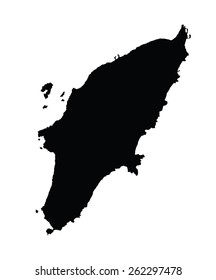 Island of Rhodes in Greece map, vector map isolated on white background. High detailed silhouette illustration.
