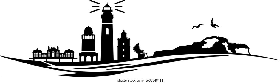 Island of Ruegen Skyline Vector Silhouette