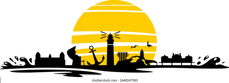 Island of Ruegen Skyline Vector Silhouette