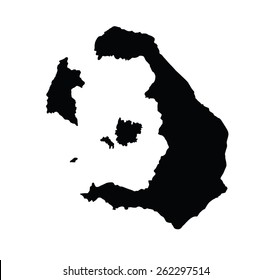 Island of Santorini in Greece map,vector map isolated on white background. High detailed silhouette illustration.  svg