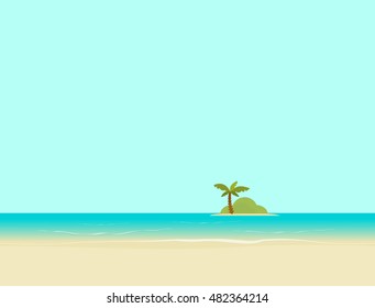 Island Sea Ocean Beach Landscape Vector Stock Vector Royalty Free