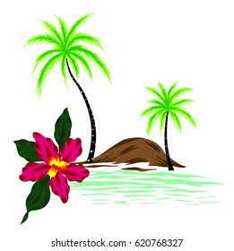 Island and sea for pattern of shirt.