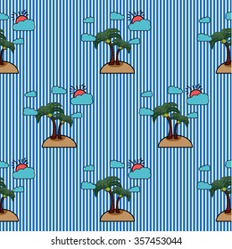 Island seamless pattern. Can be used for wallpaper, cover fills, web page background, surface textures.