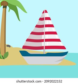 Barco insular, ilustración, vector sobre fondo blanco.