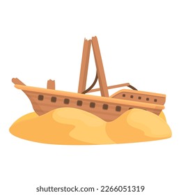 Island shipwreck icon cartoon vector. Old ship. Wreck ocean