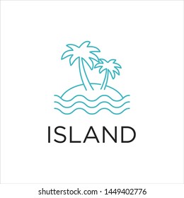 island simple line art logo stock