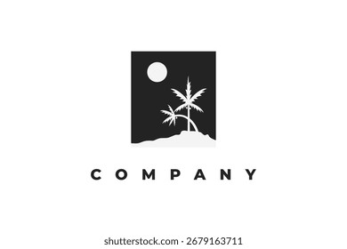 Diseño de logo de isla y sol