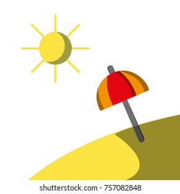 island with sun weather and umbrella open