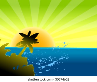 island and sunset background