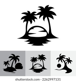 island and sunset silhouette silhouette vector design