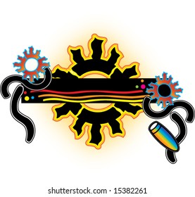 island sunshine head dancer and drummer waves sun background vector illustration