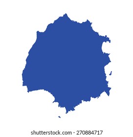 Island of Thassos in Greece map,  high detailed blue silhouette illustration isolated on white background.
