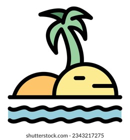 Island travel icon outline vector. Eco tourism. People trip color flat