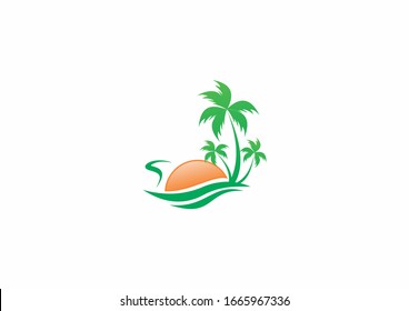 Island travel vector logo design concept. Modern style logo