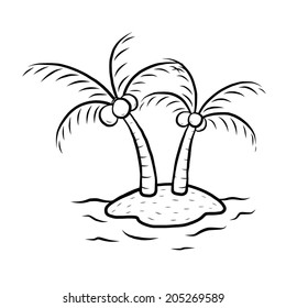 coconut tree black and white clipart