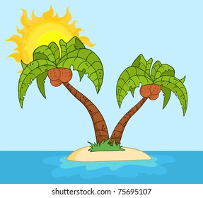 Island With Two Palm Tree