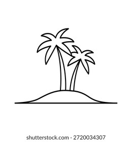 Isla con dos palmeras en una Pequeña masa